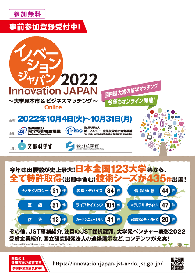 イノベーション・ジャパン2022 大学見本市 Onlineに出展